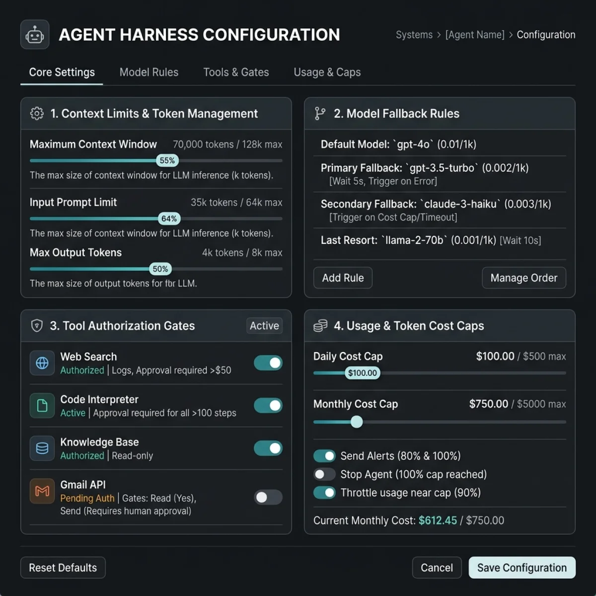 Agent Harness Configuration Console Mock