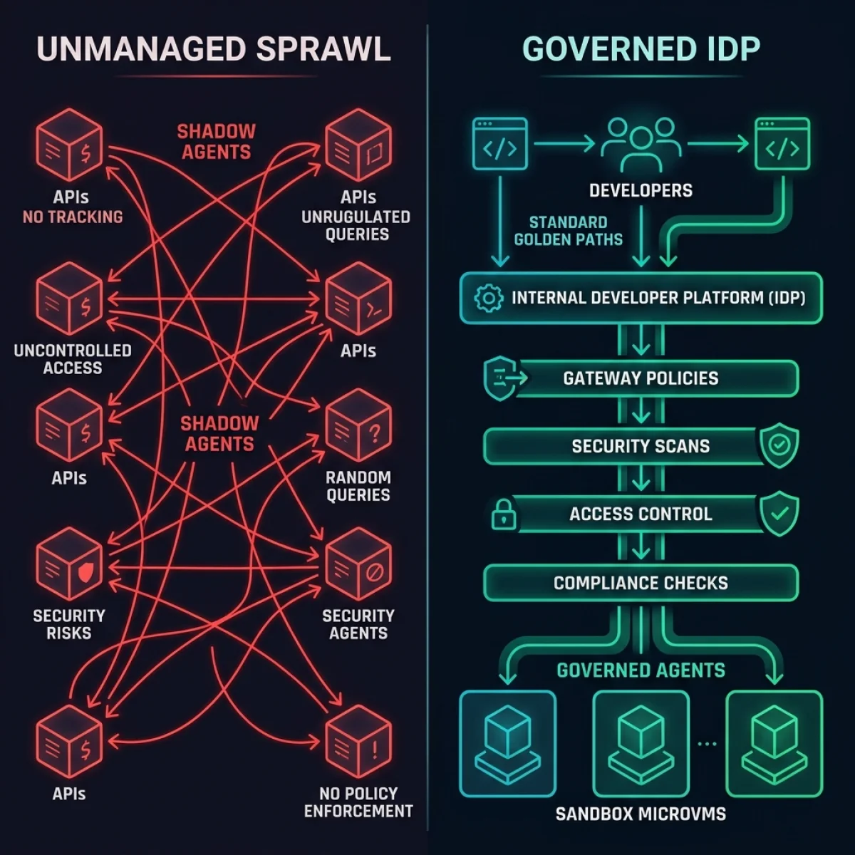 Unmanaged Sprawl vs Governed IDP Comparison