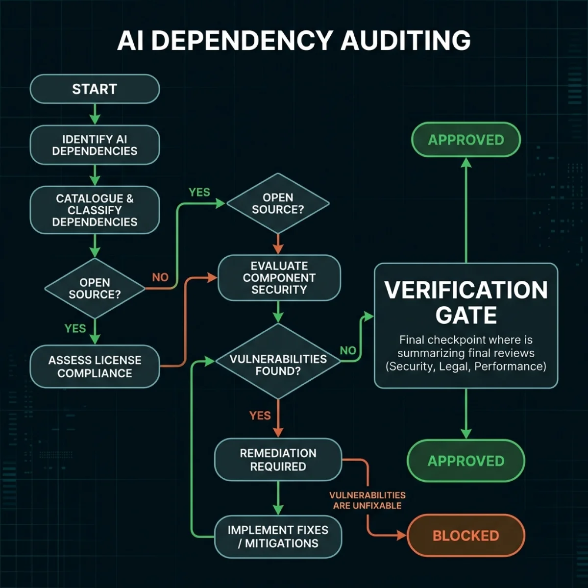 Process Flowchart Diagram — AI Dependency Auditing CI/CD Pipeline Gates
