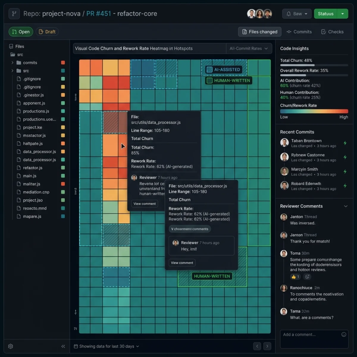 Git Repository Rework Heatmap Mock