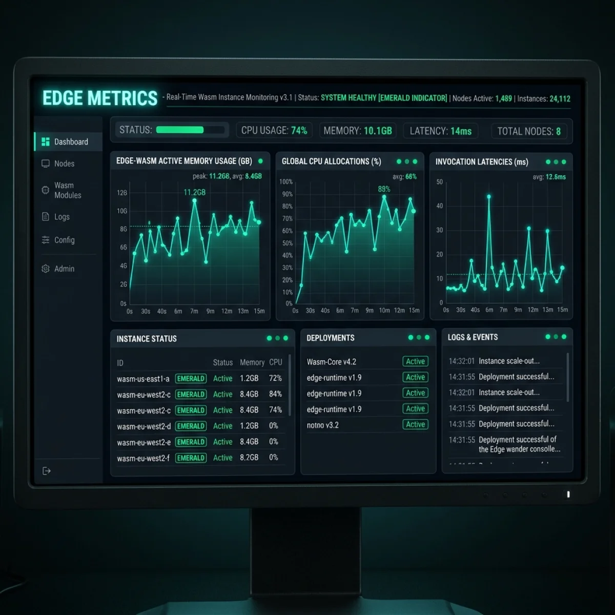 Edge-Wasm Active Deployment Metrics Console