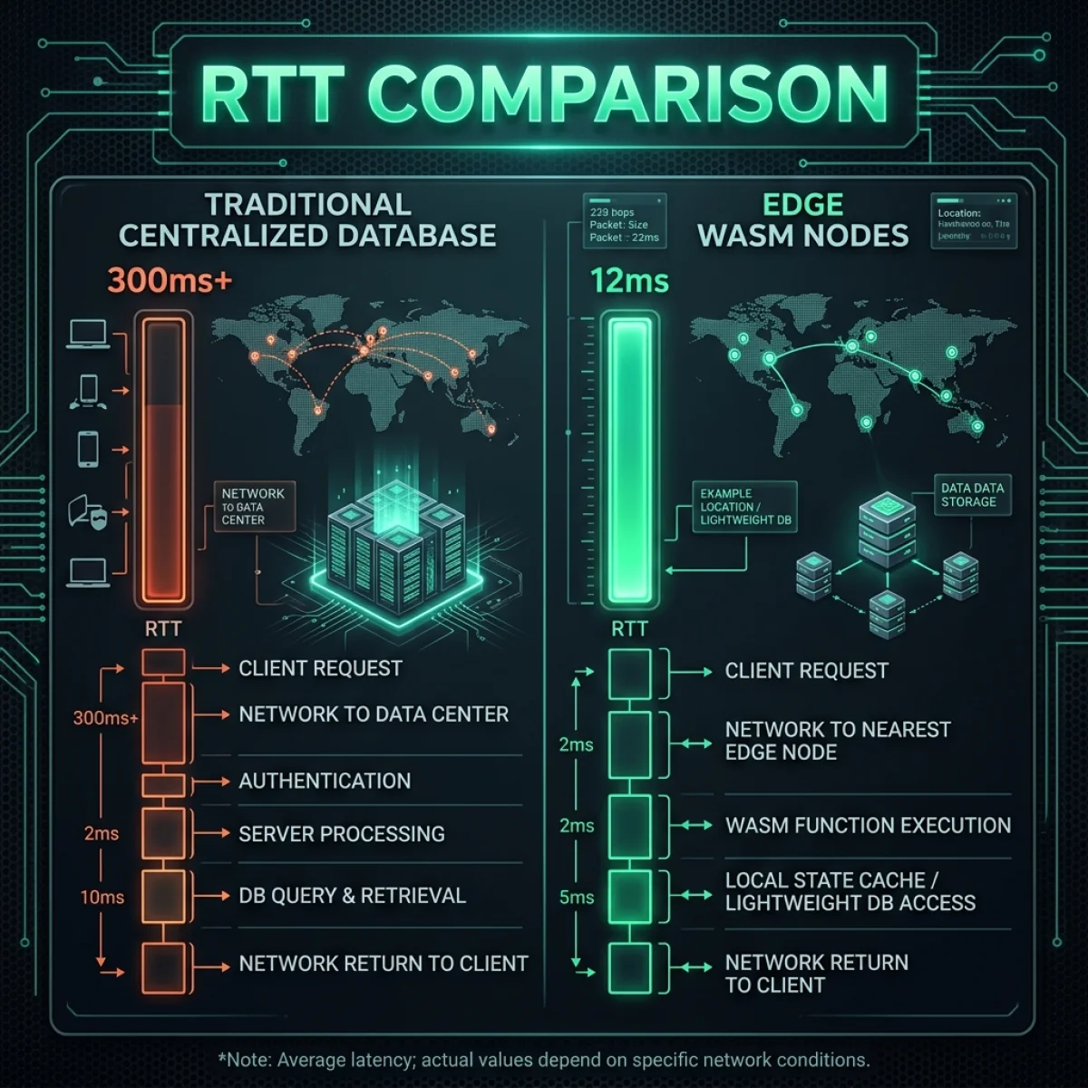 Centralized vs Edge RTT Latency Infographic