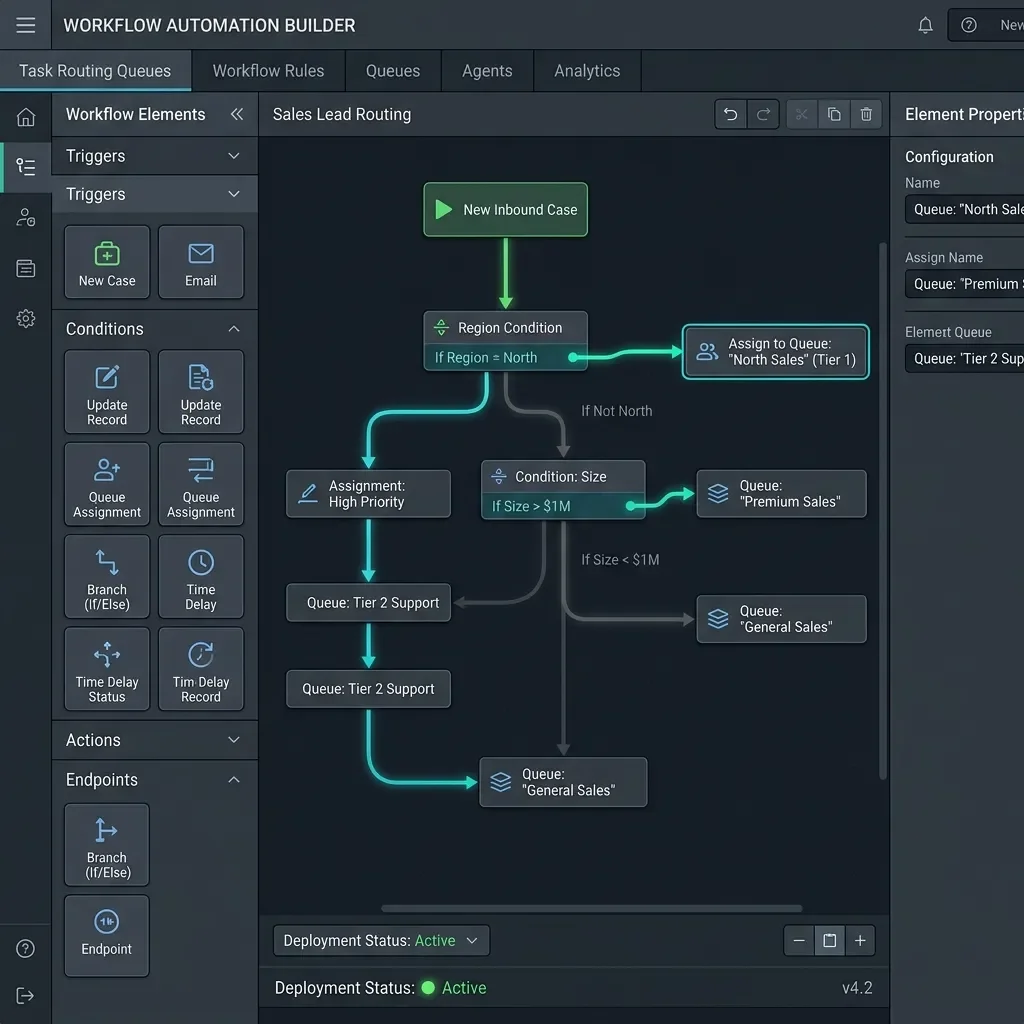 UI Screenshot: Task routing queue interface