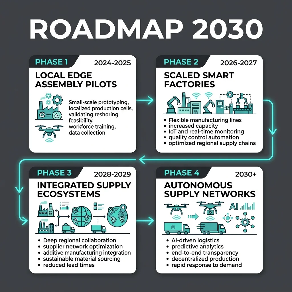 The reshoring roadmap showing milestones from 2026 to 2030