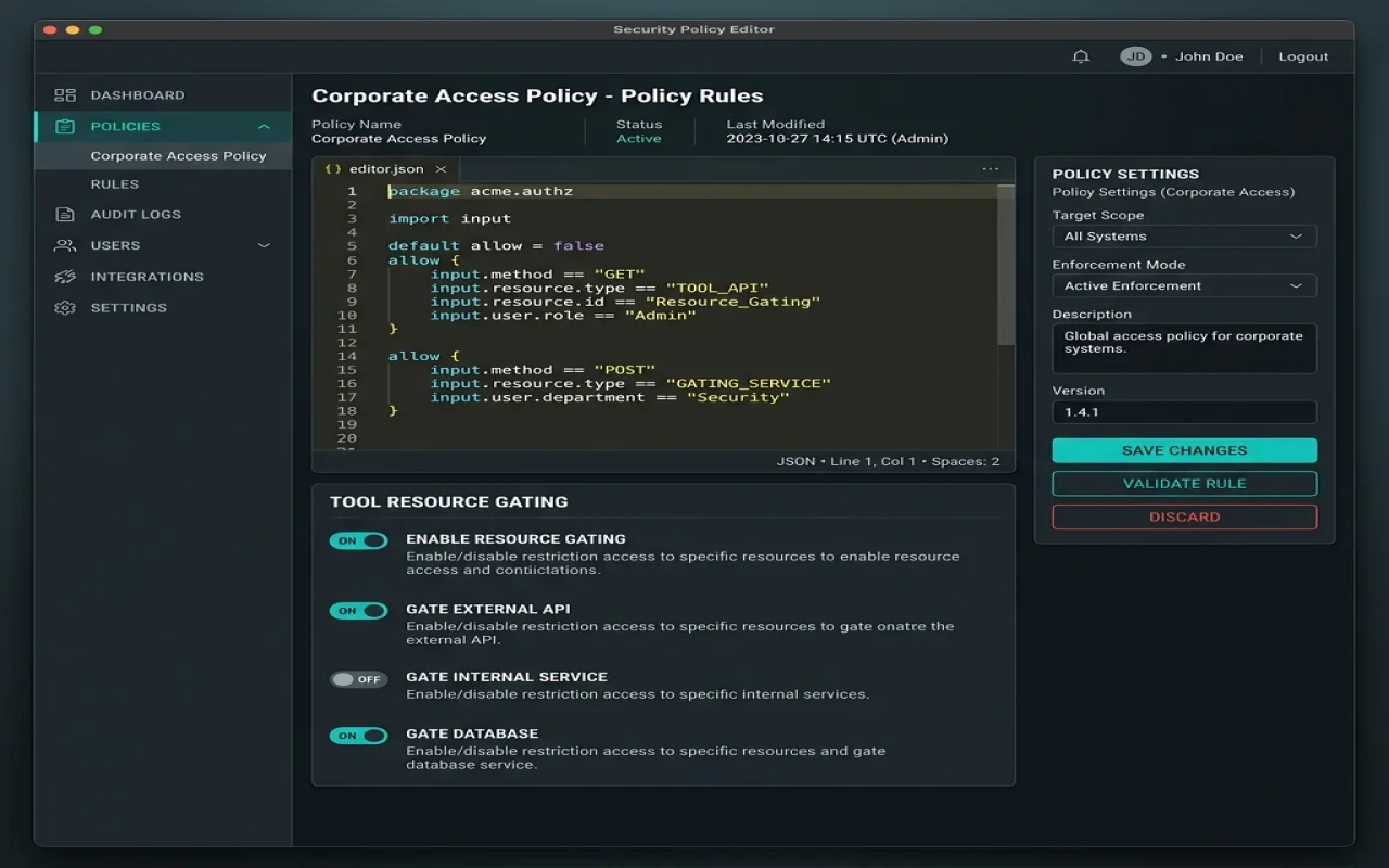 Security Policy Editor Interface