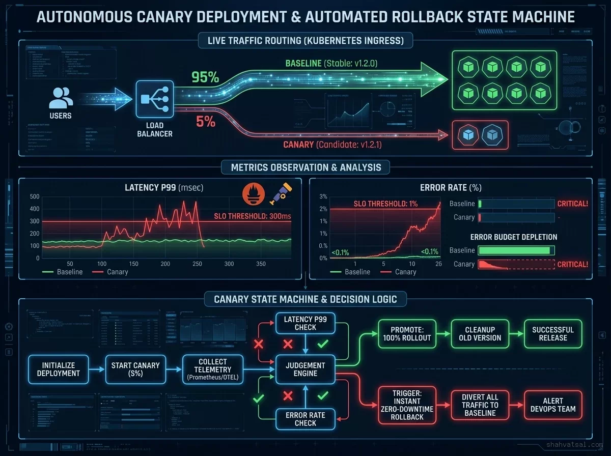 Canary SLO Autonomous Rollback Flow