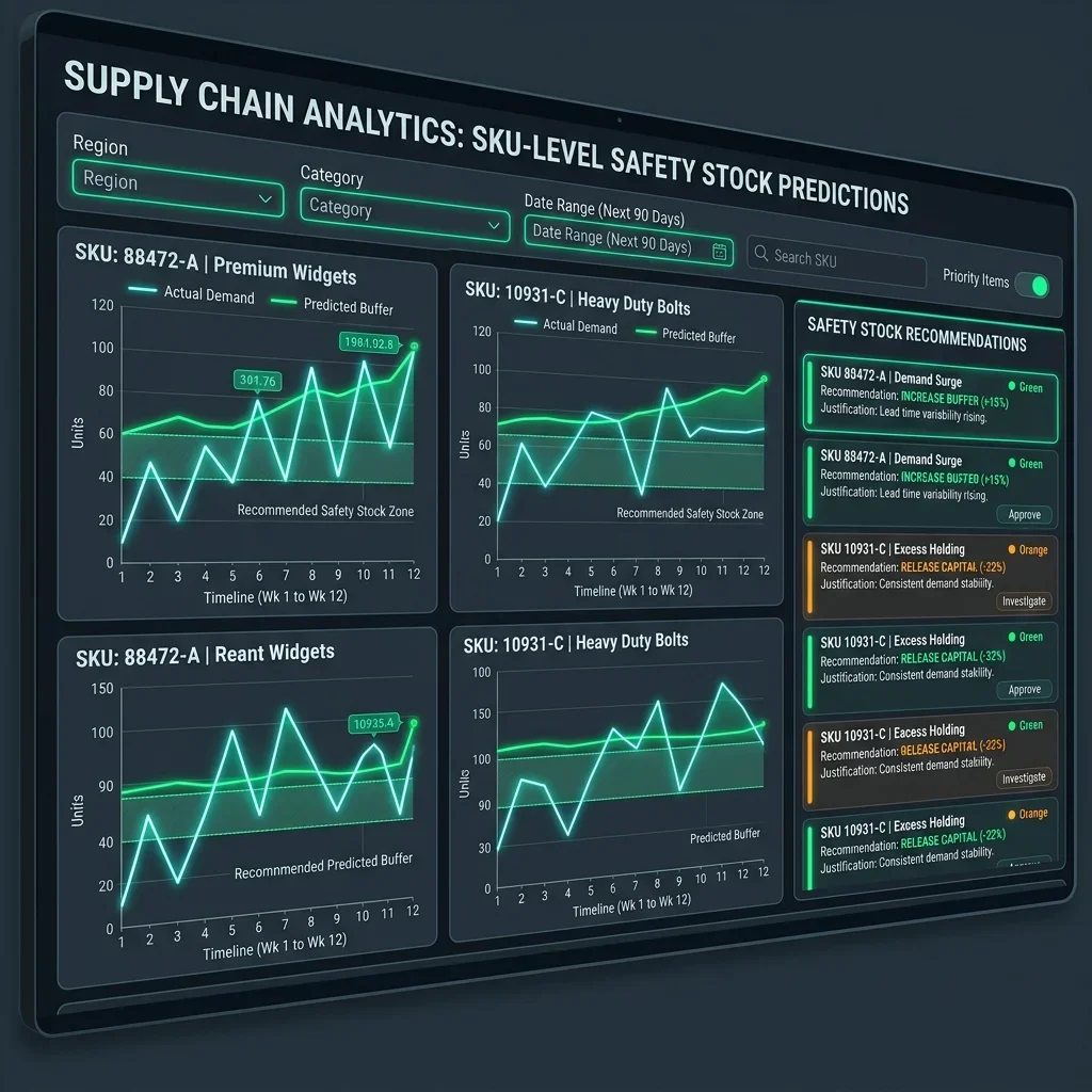 Safety Stock Prediction -- AI Demand Forecast Panel