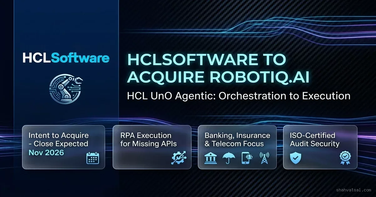 HCLSoftware Moves to Acquire Robotiq.ai: Bridging Agentic Decisioning to Legacy RPA Execution