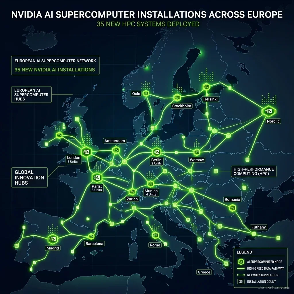 NVIDIA Europe AI Supercomputers 35 installations map