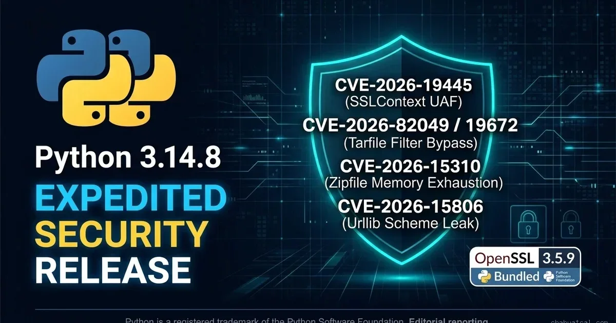 Python 3.14.8 Expedited Security Release: Critical Patches for SSLContext UAF, Tarfile Extraction Bypasses, and Decompression Bombs