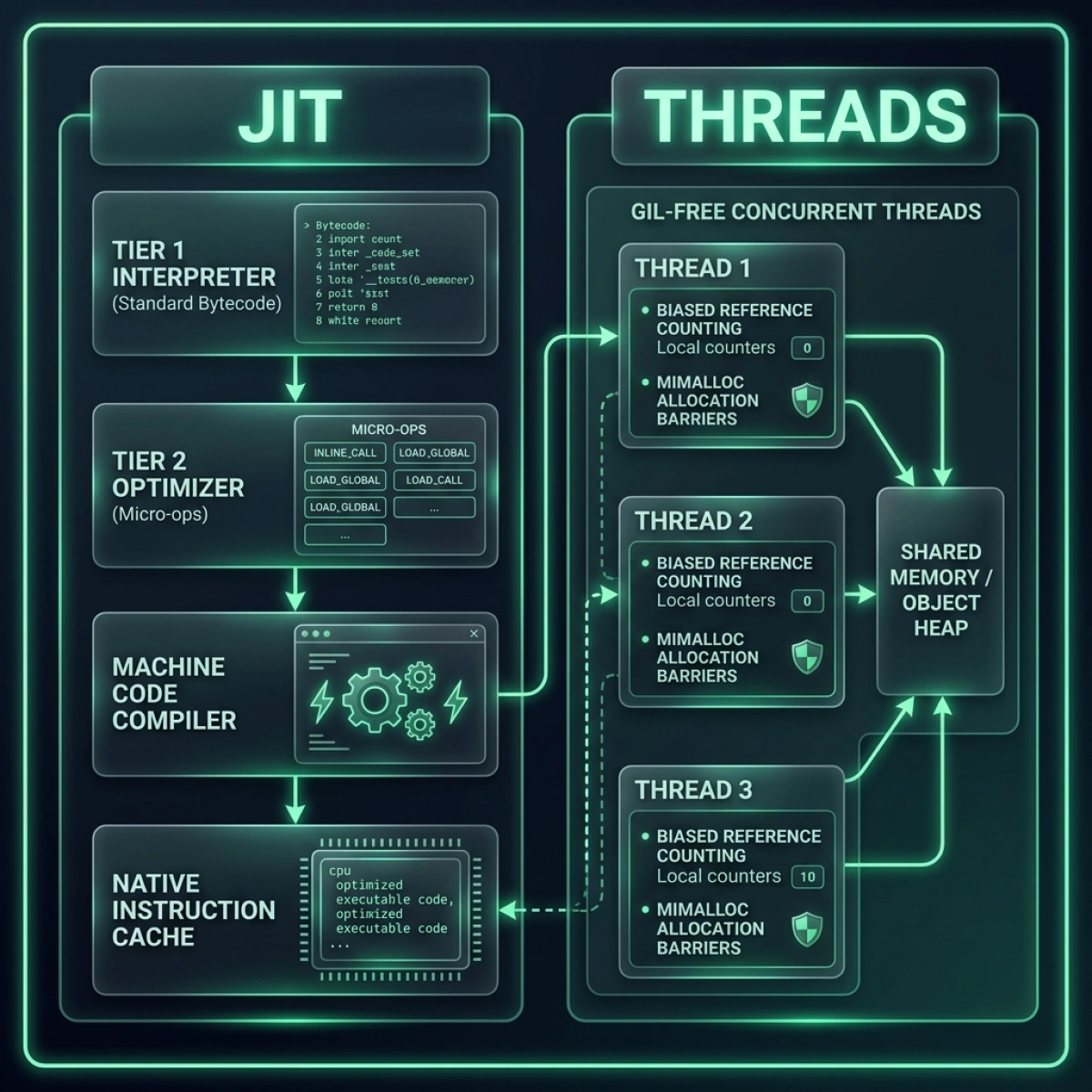 System Architecture Diagram — Python 3.15 Compilation and Concurrency Model