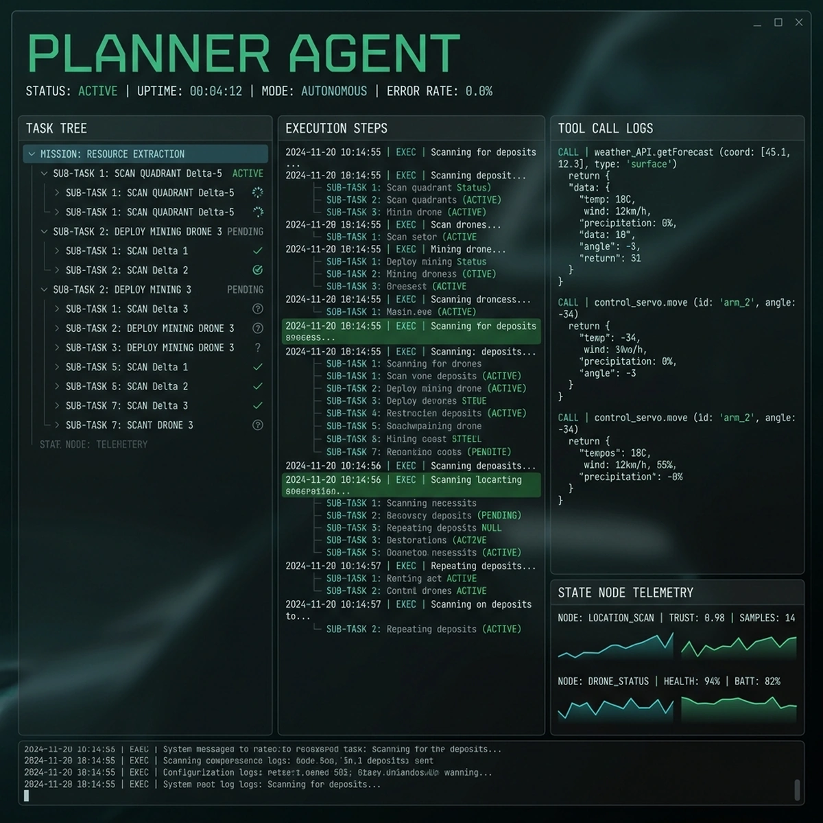 Realistic UI Screenshot — Planner Agent Task Board