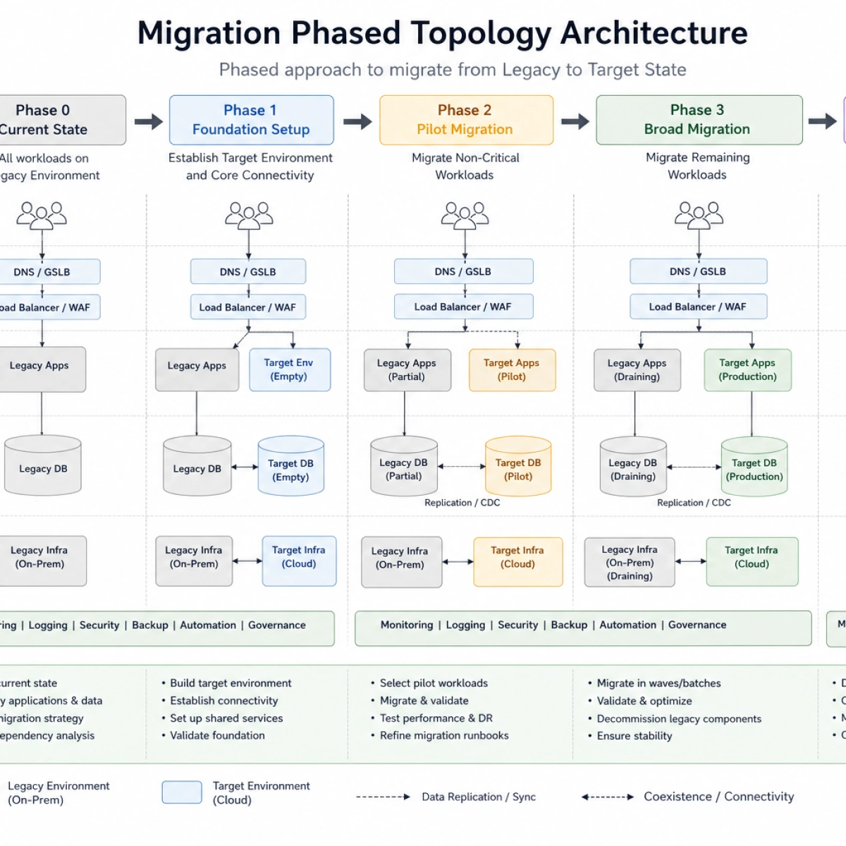 System Architecture — Phased Migration Topology