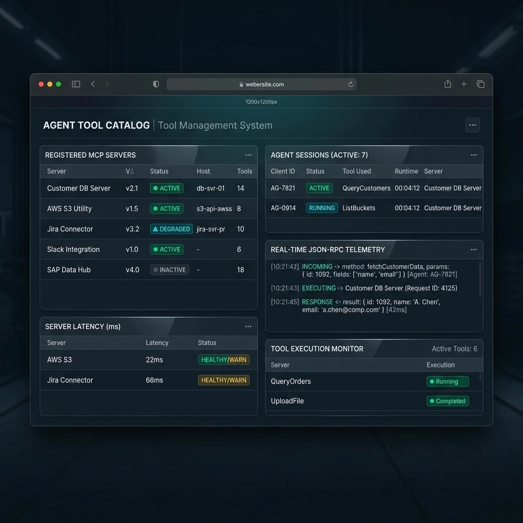 Realistic UI Screenshot — Enterprise Agent Tool Catalog