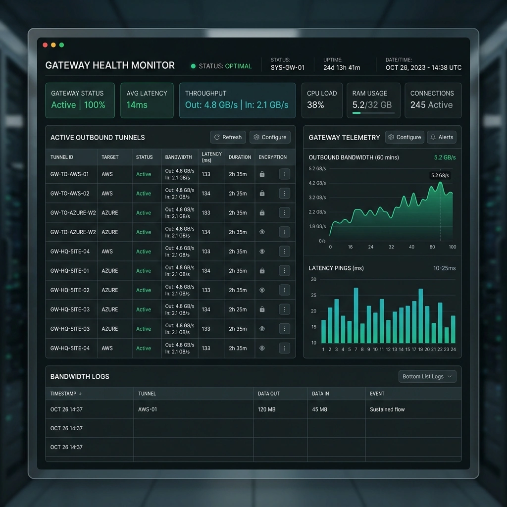 Realistic UI Screenshot — Tunnel Gateway Health Monitor