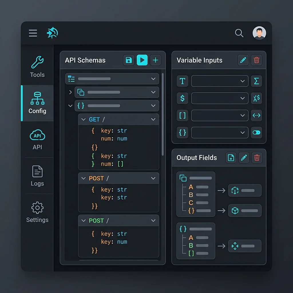 Custom Tool Configuration Interface UI