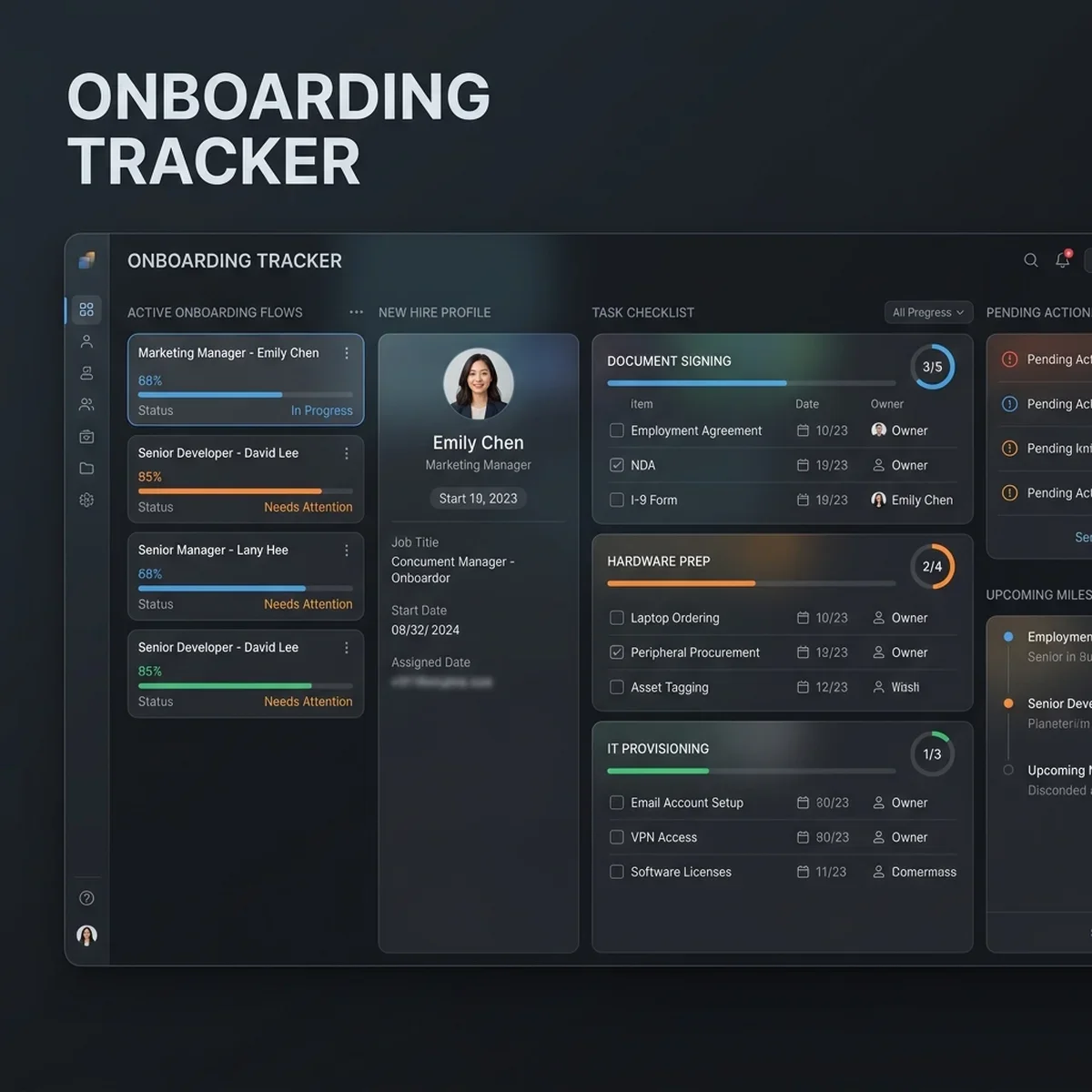 New Hire Onboarding Tracker Screenshot